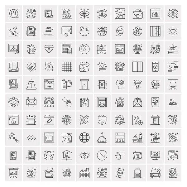 Set of 100 Creative Business Line Icons — Stock Vector