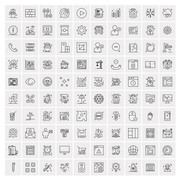 Пакет из 100 универсальных иконок для мобильных телефонов и Интернета — стоковый вектор