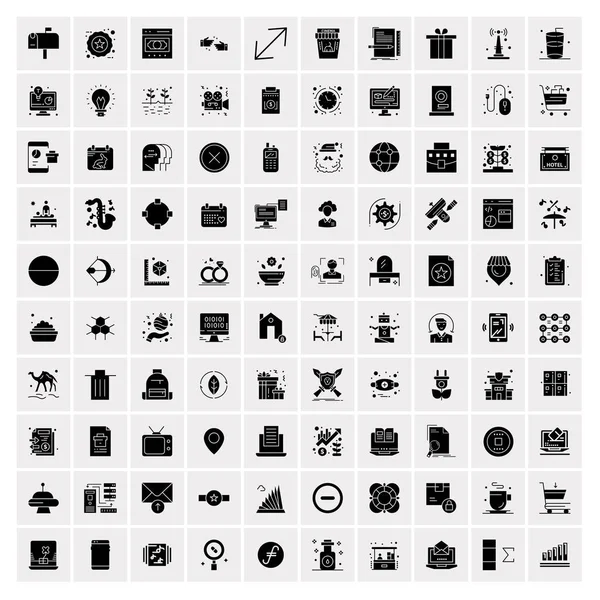 100 iconos de negocio sólidos para la tela y el material de impresión — Vector de stock