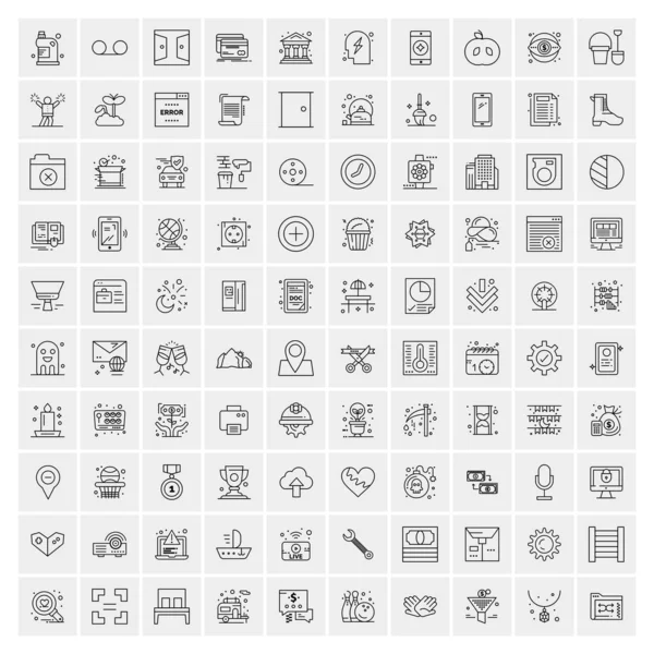 Conjunto de 100 iconos creativos de la línea de negocio — Vector de stock