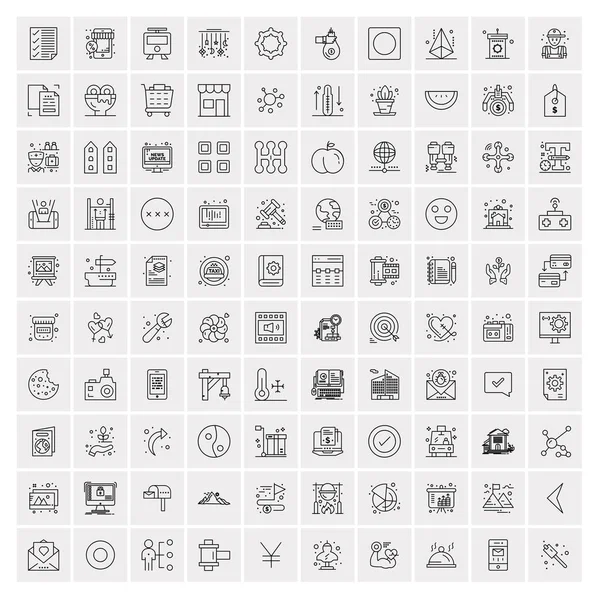 Ensemble de 100 icônes modernes universelles de ligne mince pour mobile et Web . — Image vectorielle