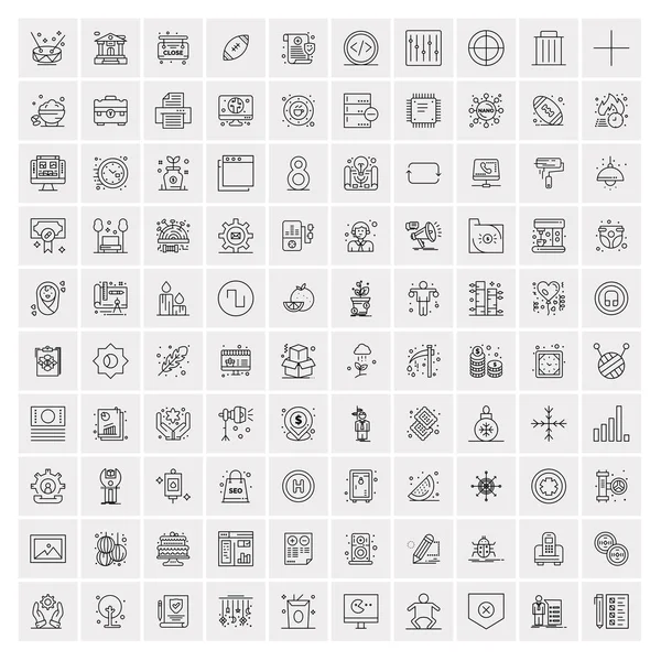 Pack de 100 iconos de línea universal para móvil y web — Archivo Imágenes Vectoriales