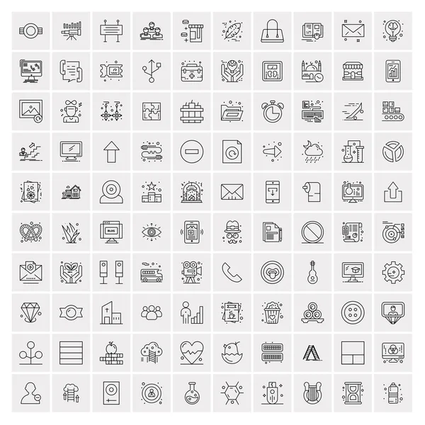 Set of 100 Creative Business Line Icons — Stock Vector