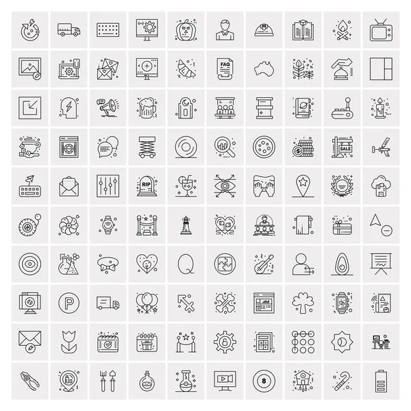 Web ve Mobil için 100 İş Simgesi Evrensel Ayarları — Stok Vektör