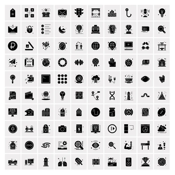 Set van 100 Universele Solid Iconen — Stockvector