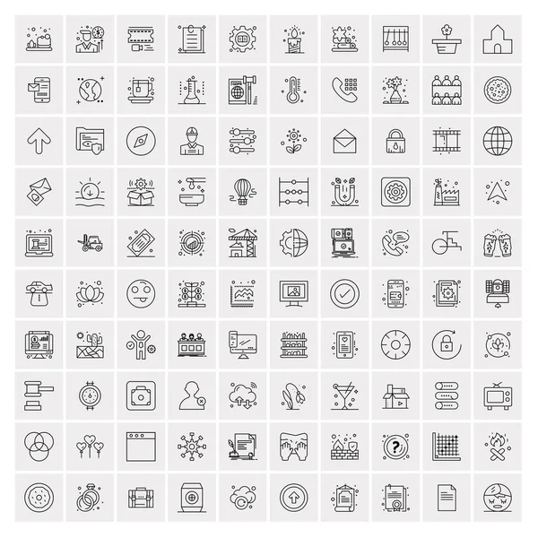 Conjunto de 100 iconos universales de línea delgada moderna para móviles y Web . — Archivo Imágenes Vectoriales