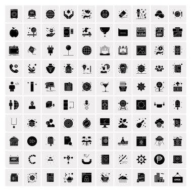 Set of 100 Universal Solid Icons clipart