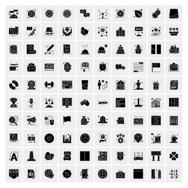 Set of 100 Universal Solid Icons clipart