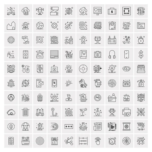 Set di 100 icone creative della linea di business — Vettoriale Stock