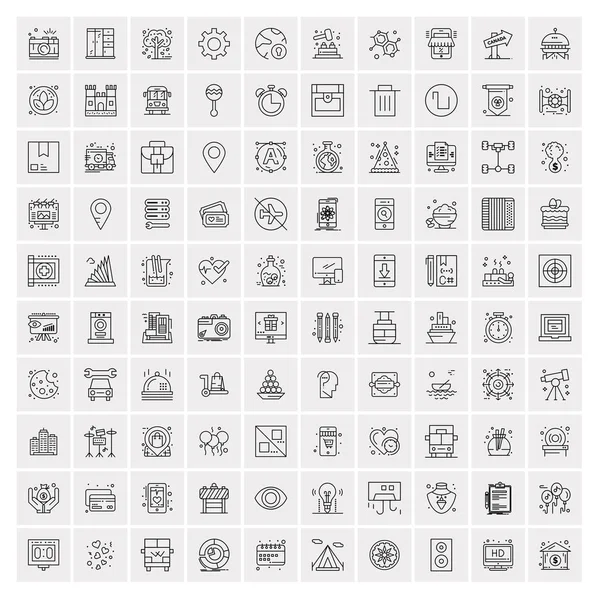 Conjunto de 100 iconos universales de línea delgada moderna para móviles y Web . — Archivo Imágenes Vectoriales