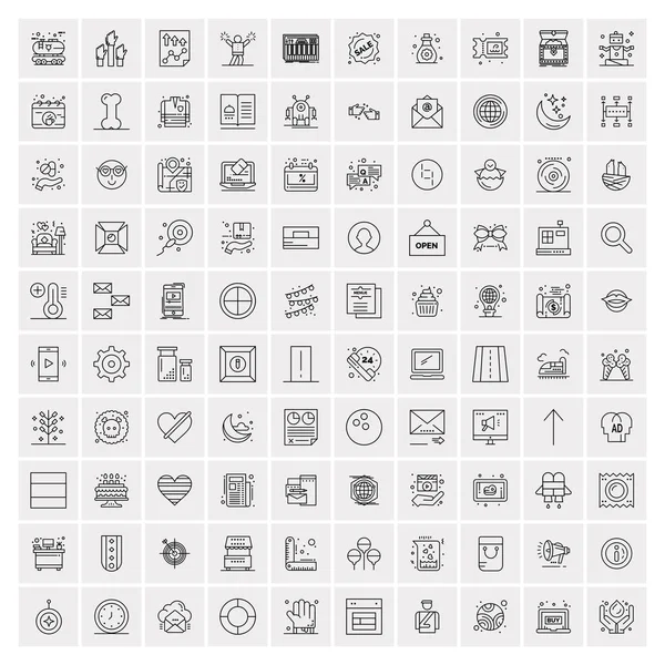 100 iconos de negocios para web y material de impresión — Archivo Imágenes Vectoriales
