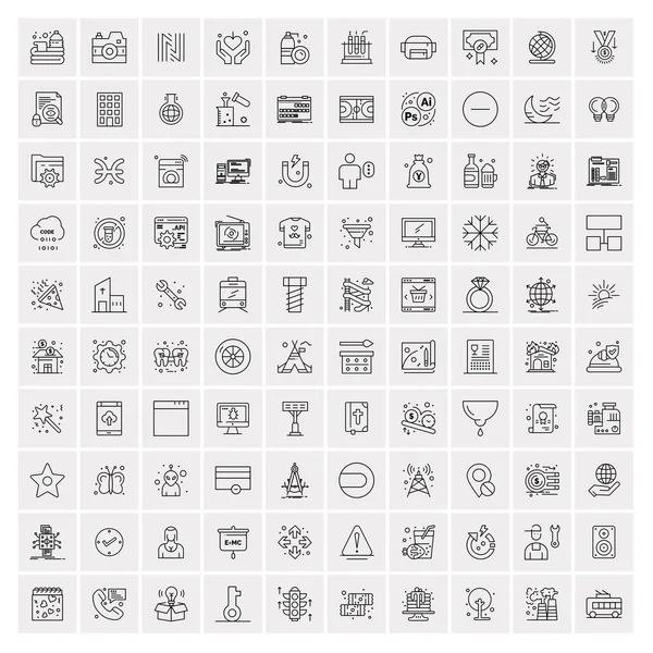 100 iconos de negocios para web y material de impresión — Vector de stock