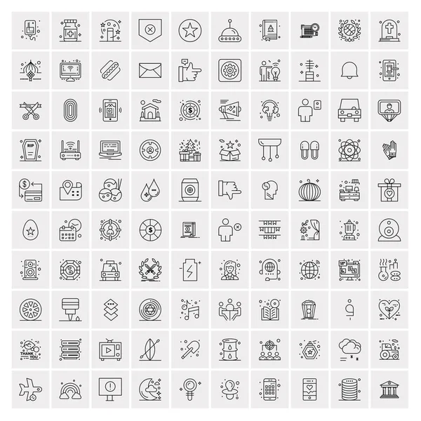 Pack de 100 iconos de línea universal para móvil y web — Archivo Imágenes Vectoriales