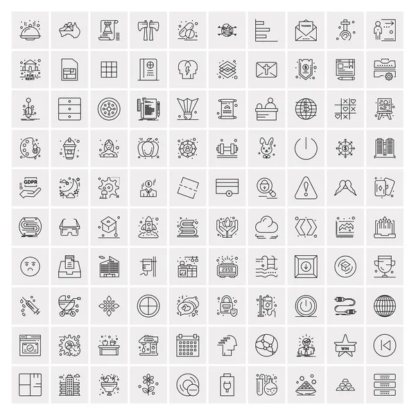 Set von 100 universellen, modernen Thin Line Icons für Mobiltelefone und das Web. — Stockvektor