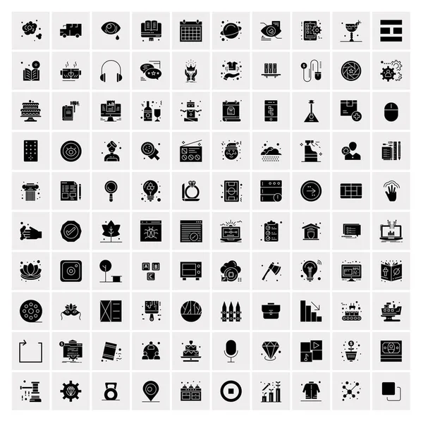 100 Solid Business Icons for web and Print Material — Stock Vector