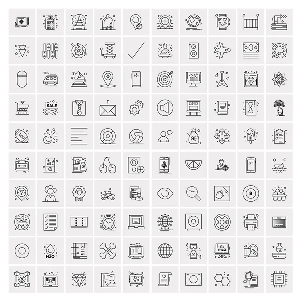 Pack de 100 iconos de línea universal para móvil y web — Vector de stock