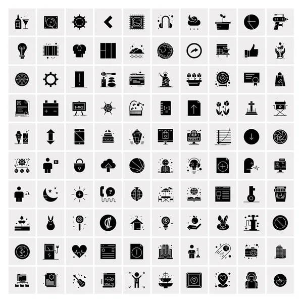 100 iconos de negocio sólidos para la tela y el material de impresión — Vector de stock