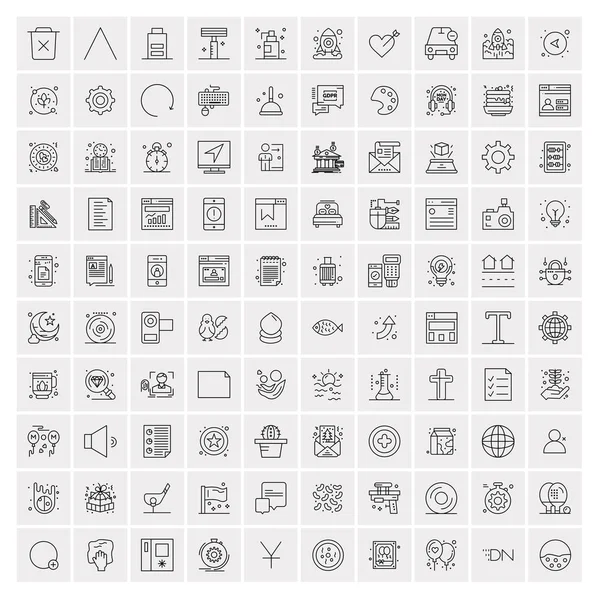 Ensemble de 100 icônes de secteur d'activité créatives — Image vectorielle