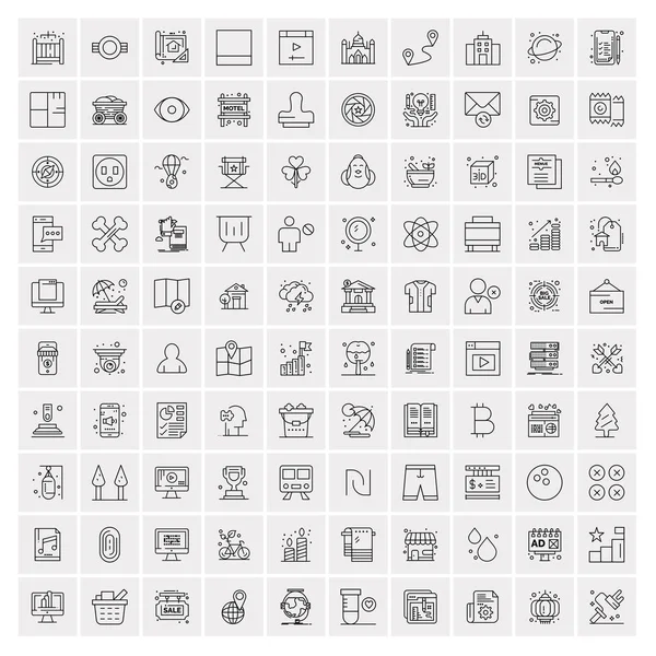 Set von 100 Creative Business Line Icons — Stockvektor