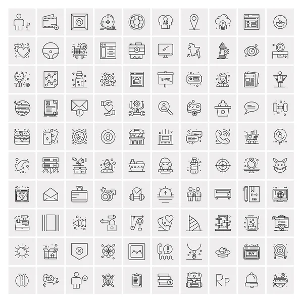 Conjunto de 100 iconos creativos de la línea de negocio — Archivo Imágenes Vectoriales