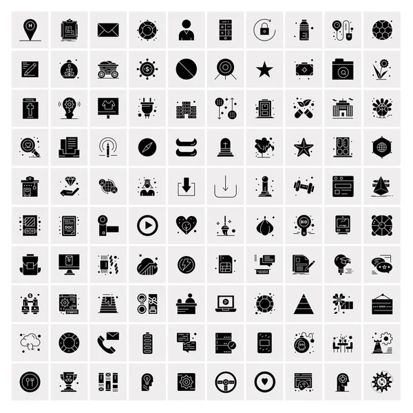 Set von 100 universellen soliden Symbolen — Stockvektor