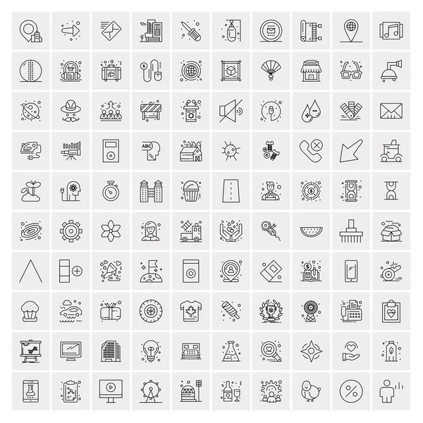 Conjunto de 100 iconos universales de línea delgada moderna para móviles y Web . — Vector de stock