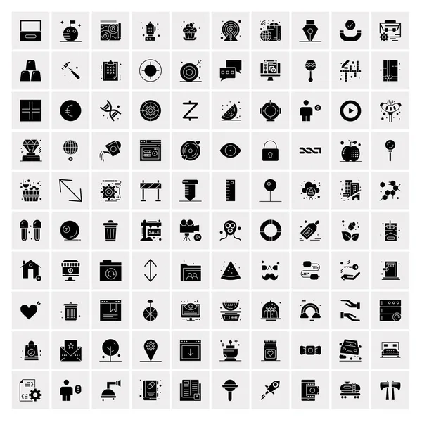 Set de 100 iconos sólidos universales — Vector de stock