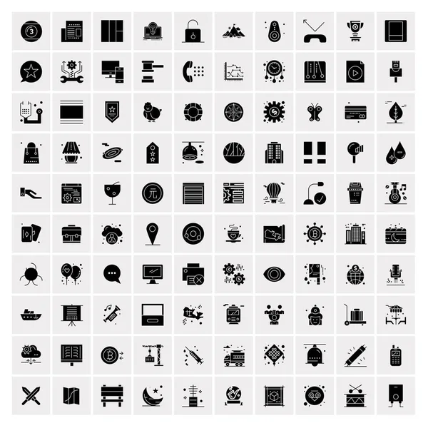 Set di 100 icone di Glyph solido aziendale — Vettoriale Stock
