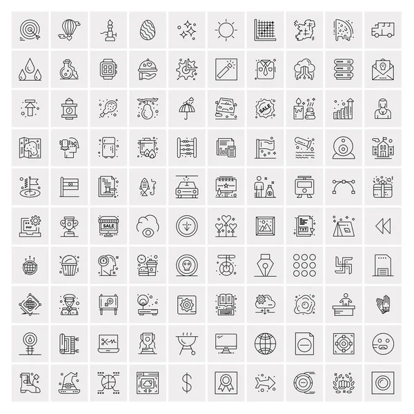 Set von 100 Creative Business Line Icons — Stockvektor