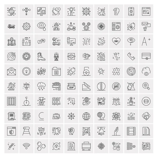 Web ve Mobil için 100 İş Simgesi Evrensel Ayarları — Stok Vektör