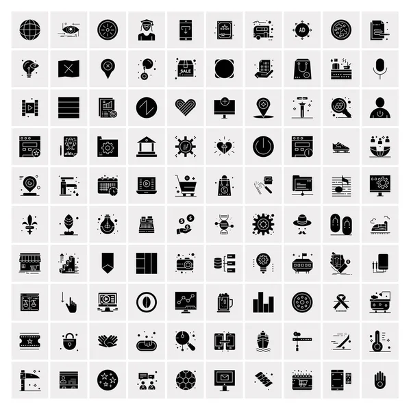 Set de 100 iconos sólidos universales — Vector de stock