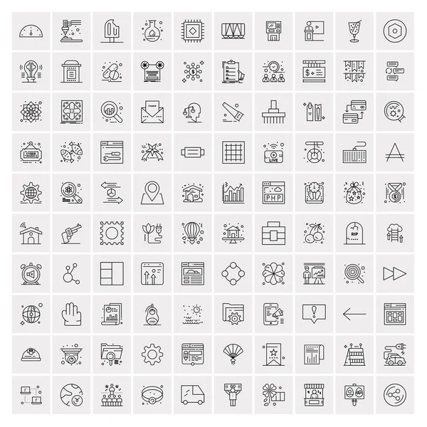 Conjunto de 100 iconos universales de línea delgada moderna para móviles y Web . — Archivo Imágenes Vectoriales