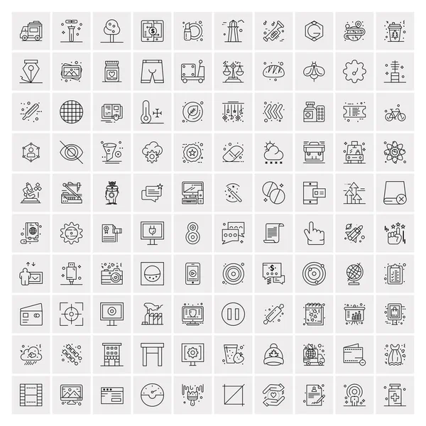 Packung mit 100 universellen Liniensymbolen für Mobile und Web — Stockvektor