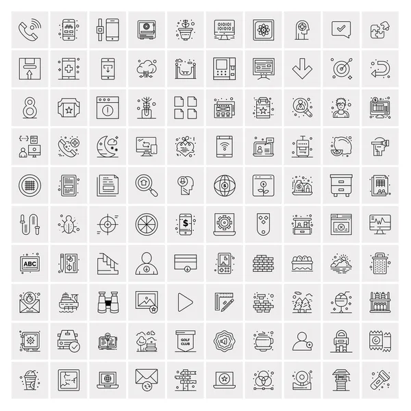 Pack de 100 iconos de línea universal para móvil y web — Archivo Imágenes Vectoriales