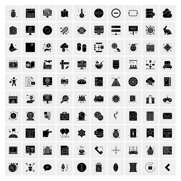 100 solides icônes d'affaires pour le Web et le matériel d'impression — Image vectorielle