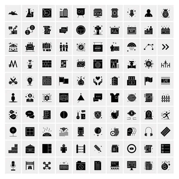 Sada 100 ikon Business Solid Glyph — Stockový vektor