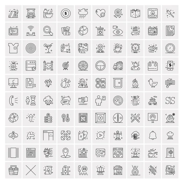 Pack de 100 iconos de línea universal para móvil y web — Vector de stock