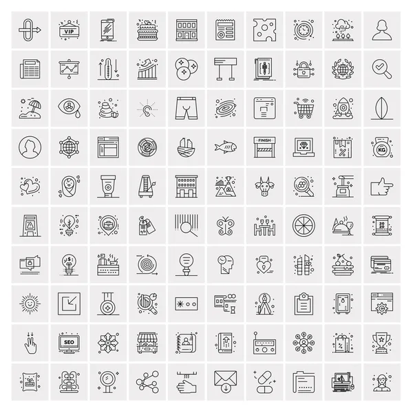 Conjunto de 100 iconos universales de línea delgada moderna para móviles y Web . — Archivo Imágenes Vectoriales