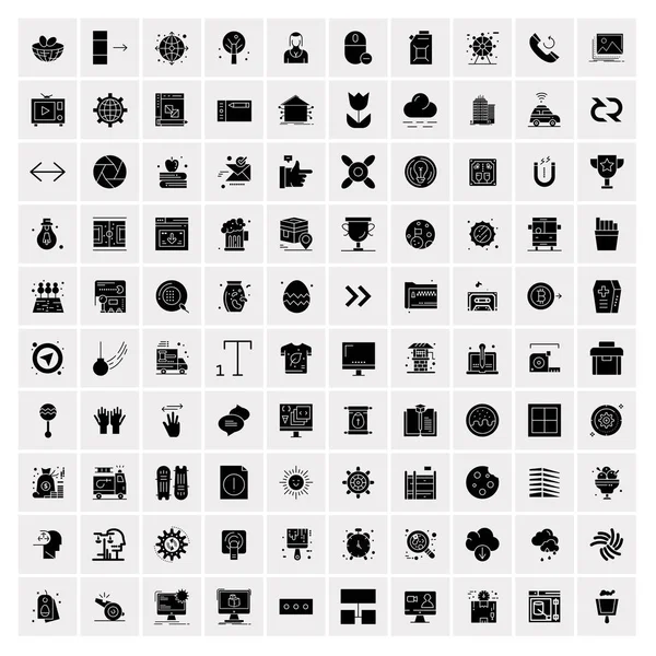 100 solides icônes d'affaires pour le Web et le matériel d'impression — Image vectorielle