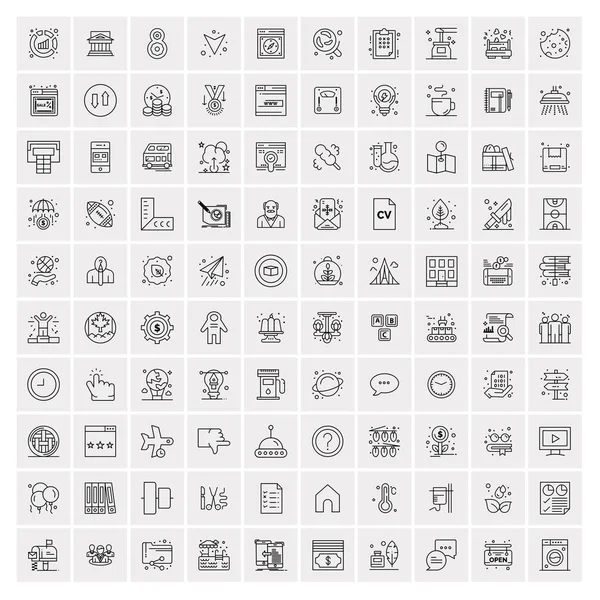 Set von 100 universellen, modernen Thin Line Icons für Mobiltelefone und das Web. — Stockvektor