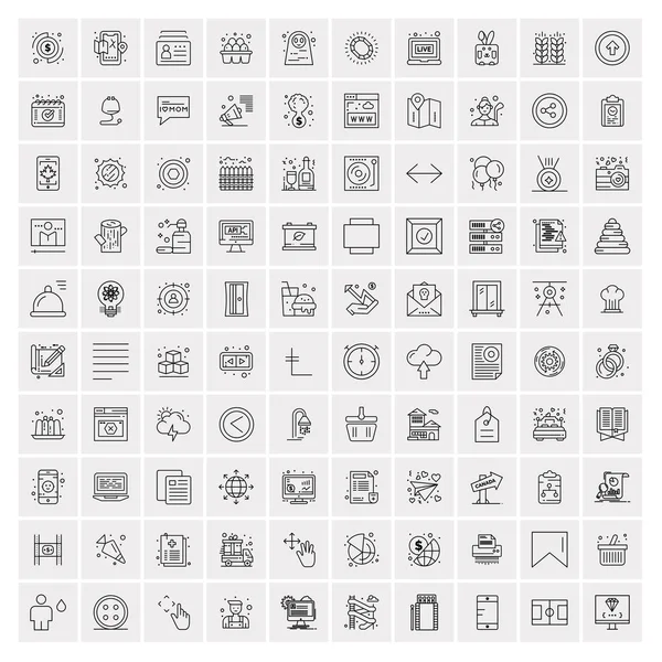 Pack of 100 Universal Line Icons for Mobile and Web — Stock Vector