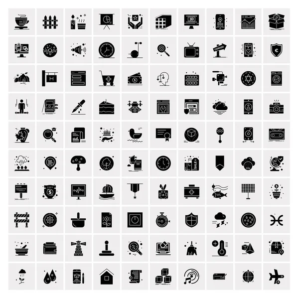 Set di 100 icone solide universali — Vettoriale Stock