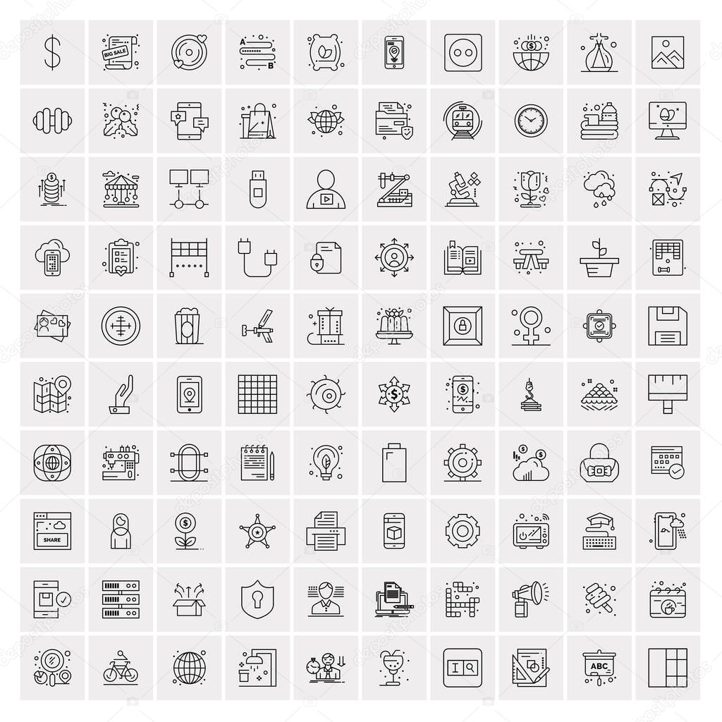 Set of 100 Creative Business Line Icons