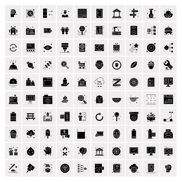 100个Business Icon Solid Glyph向量说明符 — 图库矢量图片