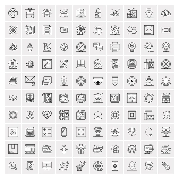 Set von 100 Creative Business Line Icons — Stockvektor