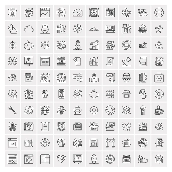 Conjunto de 100 iconos universales de línea delgada moderna para móviles y Web . — Archivo Imágenes Vectoriales