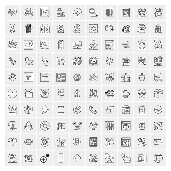 Conjunto de 100 ícones de linha fina modernos universais para dispositivos móveis e Web . — Vetor de Stock