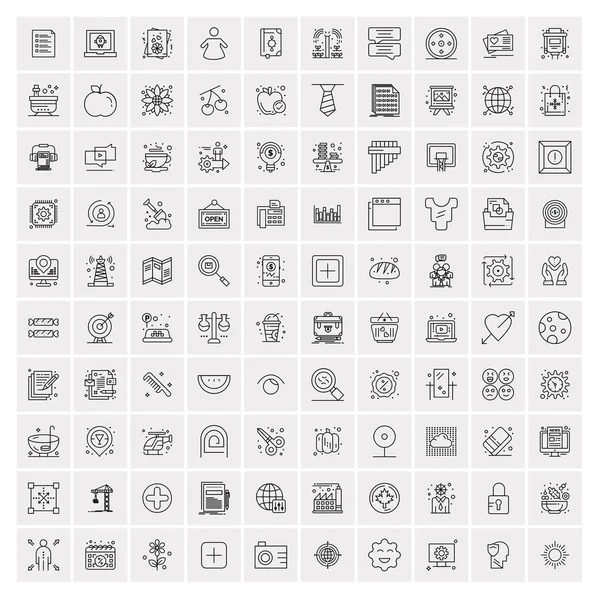 Pack de 100 iconos de línea universal para móvil y web — Vector de stock