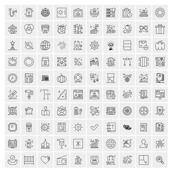 Conjunto de 100 iconos creativos de la línea de negocio — Archivo Imágenes Vectoriales