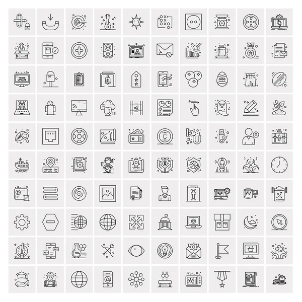 Pacote de 100 Ícones de Linha Universal para Celular e Web — Vetor de Stock
